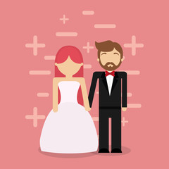 avatar wedding couple over pink background, colorful design. vector illustration