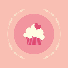 sweet cupcake icon over pink background, colorful design vector illustration