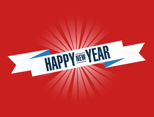 happy new year waving ribbon sign illustration design graphic