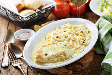 Chicken Piccata with garlic lemon sauce