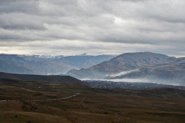 Fototapeta na wymiar landscapes of Armenia. mountains and nebula
