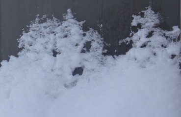 The texture of the snow with sand.