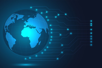 blue world map for display business details. vector illustration.