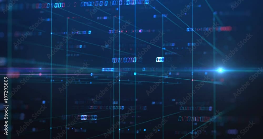 Poster digital grid and number in virtual space ,represent data connections and global network concept,4k s