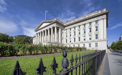 The Treasury Department Building in Washington, DC.