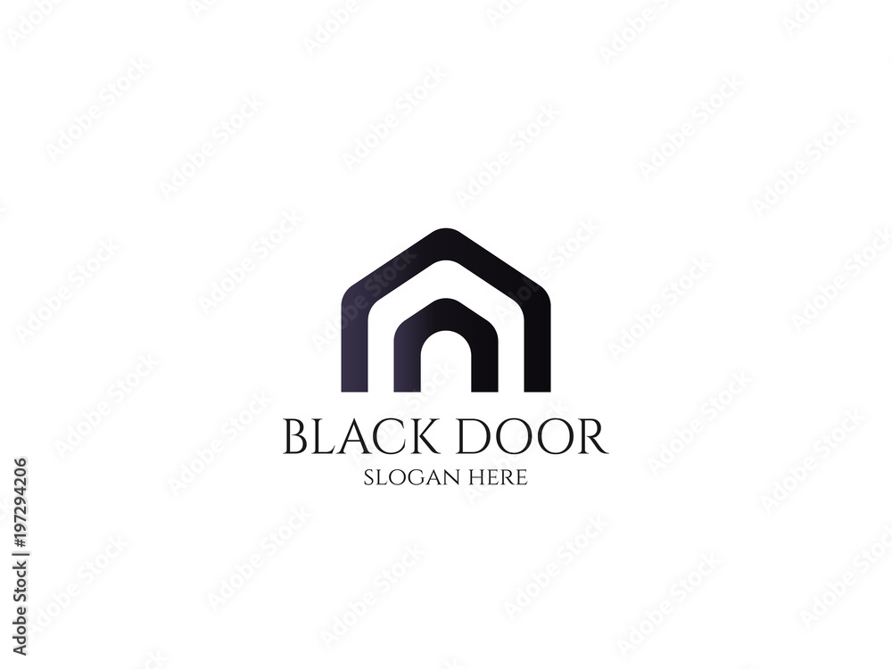 Wall mural door logo for home or real estate. letter a or d. entrance, gate, construction, doorway symbol vecto