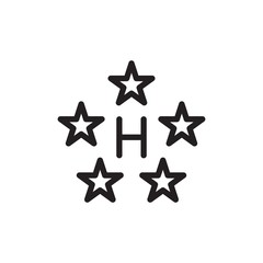Obraz premium luxury hotel, 5 stars hotel outlined vector icon. Modern simple isolated sign. Pixel perfect vector illustration for logo, website, mobile app and other designs