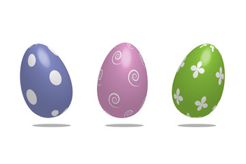 Decorative Easter Eggs Set Isolated On White Background. Vector Illustration Colourful Easter Eggs.