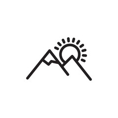 mountains sunrise outlined vector icon. Modern simple isolated sign. Pixel perfect vector  illustration for logo, website, mobile app and other designs