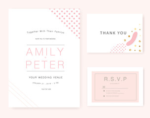Wedding invitation card pink set