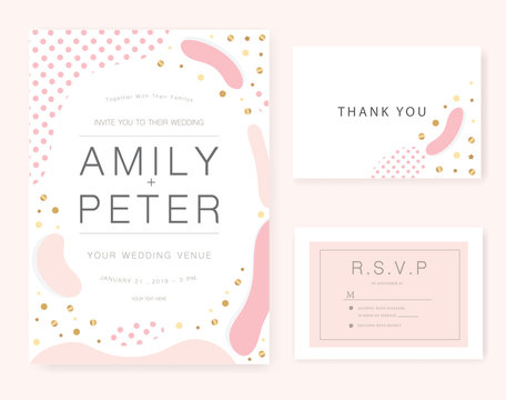 Wedding invitation card pink set