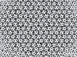 a lot of classic soccer balls background black and white 3d rendering