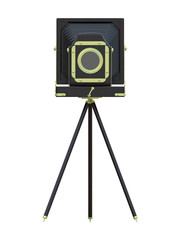old or antique camera on a tripod vintage isolated on a white background 3d rendering