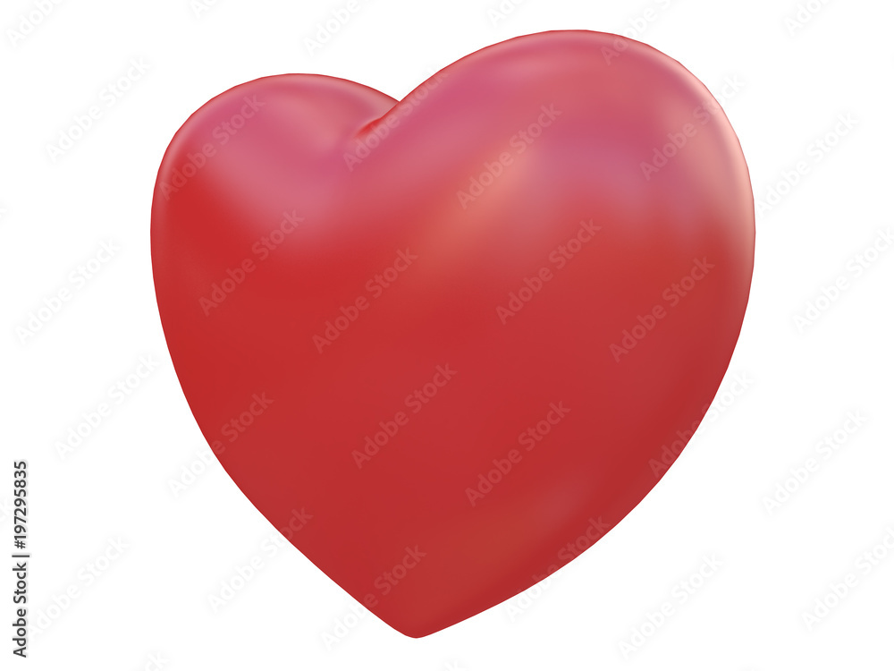 Wall mural red shiny glossy heart 3d rendering