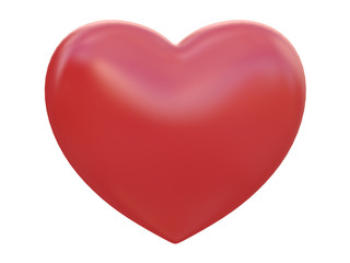 red shiny glossy heart 3d rendering
