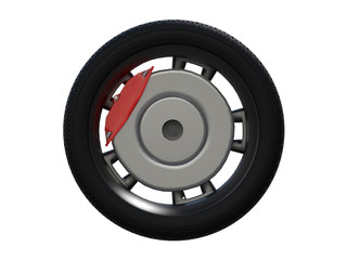 wheel car from side or front view isolated on a white background 3d rendering