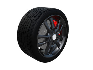 Obraz premium wheel car from side or front view isolated on a white background 3d rendering