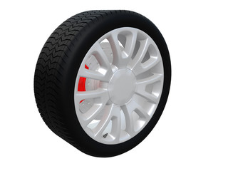 Obraz premium wheel car from side or front view isolated on a white background 3d rendering