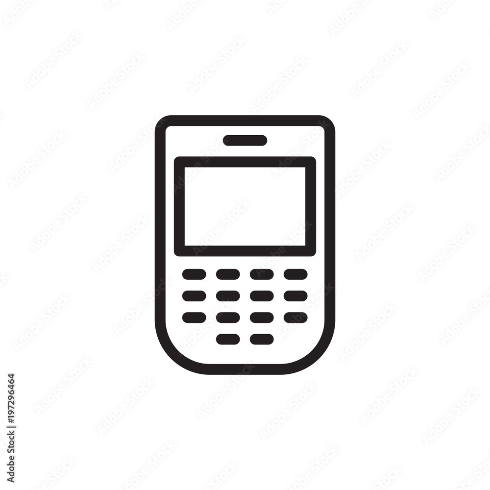 Poster qwerty mobile phone, qwerty keyboard outlined vector icon. modern simple isolated sign. pixel perfec