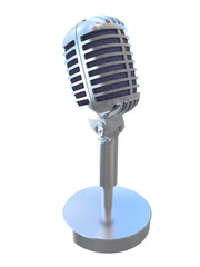 metal vintage old microphone isolated on a white background 3d rendering