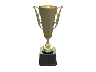 shiny trophy from front view or isometric and details in blue isolated on a white background 3d rendering