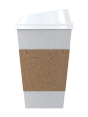 coffee cup drink woth paper material isolated on a white background 3d rendering