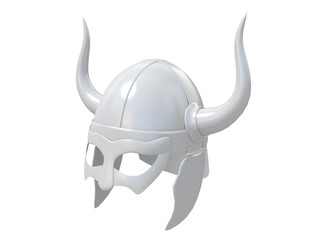 old metal viking helmet front or side view isolated on a white background 3d rendering