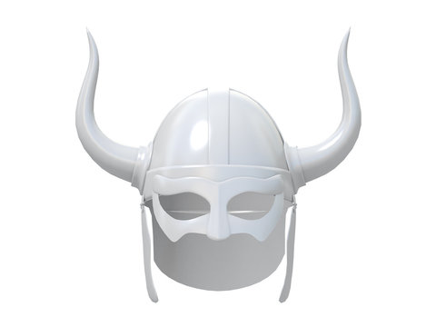 old metal viking helmet front or side view isolated on a white background 3d rendering