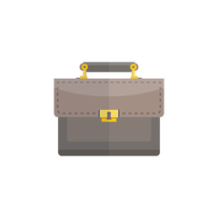 Brown colored leather stylish business briefcase on white background.
