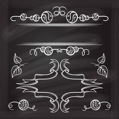 Vector decorative elements set on a chalkboard background