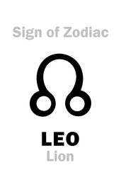 Astrology Alphabet: Sign of Zodiac LEO (The Lion). Hieroglyphics character sign (single symbol).