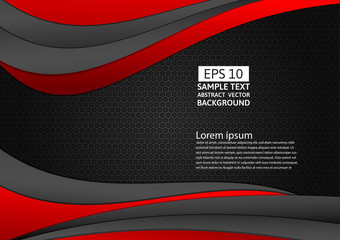 Black and red color geometric abstract background with copy space for your business, Vector illustration