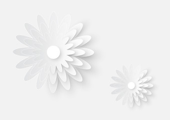 illustration of white paper cutting flower art on white paper texture background