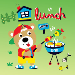 funny bear cartoon vector