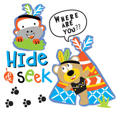 hide and seek cartoon vector art