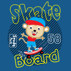 monkey skater cartoon vector art