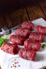 fresh raw beef roulades
