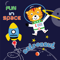 fun in space astronaut cartoon vector art