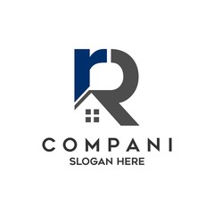 RR Letter and Roof logo design template