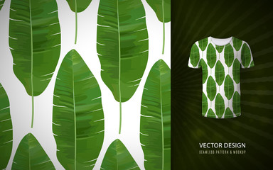 Vector green Tropical palm leaves seamless pattern. Floral exotic Hawaiian background. Blooming elements. Hand drawn jungle plants. Ideal for fabric, wallpaper, textile, bedding,t-shirt print.