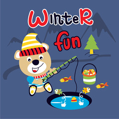 winter fun animal cartoon vector