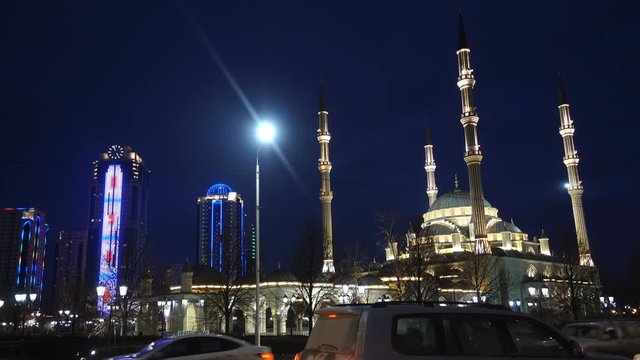 A view of the mosque of Akhmad Kadyrov, the city of Grozny, the capital of the Chechen Republic of the Russian Federation,