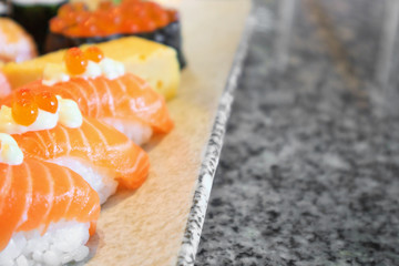 sashimi sushi set on plate Japanese food