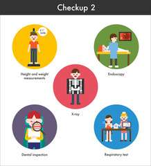 medical check up information flat design illustration set 