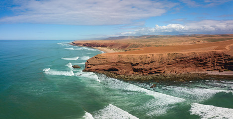 Aerial view on ocean and rocks in Morocco