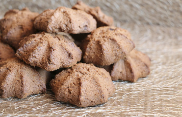 chocolate shortbread cookie. delicious shortbread cookies with cocoa.