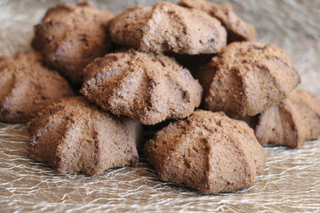 chocolate shortbread cookie. delicious shortbread cookies with cocoa.
