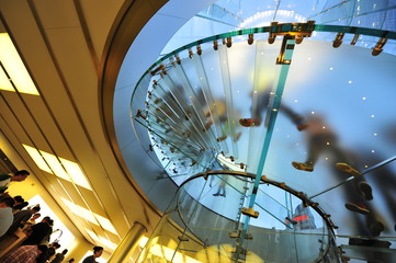 Modern glass stair outline walking man in Shanghai, China