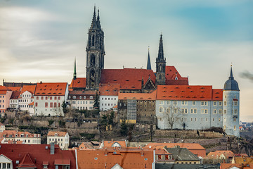 Fototapeta premium Church and castle landmark of Meissen