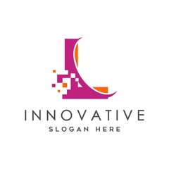 Fototapeta premium Business corporate letter L logo design vector. Colorful digital letter icon template for technology.